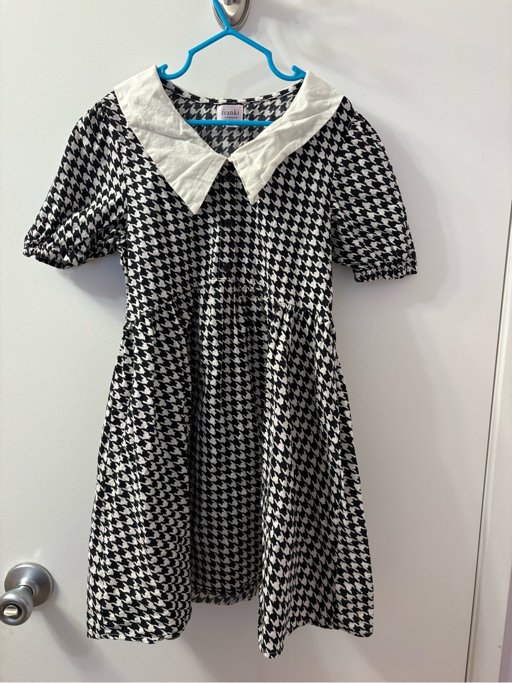 Franki Black & White Houndstooth Peter Pan Collar Kids Dress Size 10
